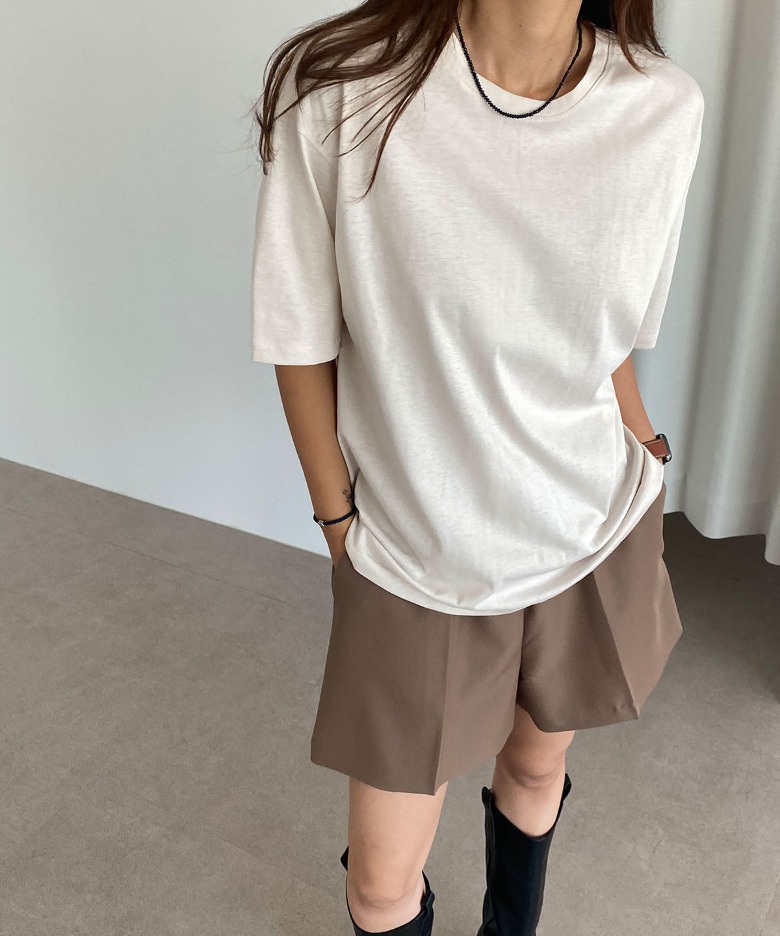 T65 베이직 박스 티셔츠(charcoal/cream/brown)